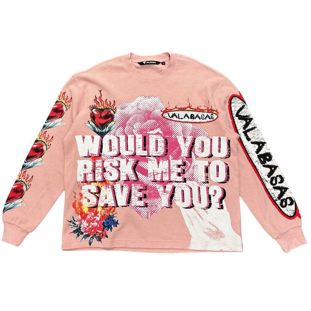 Risky Pink Long Thermal Crewneck