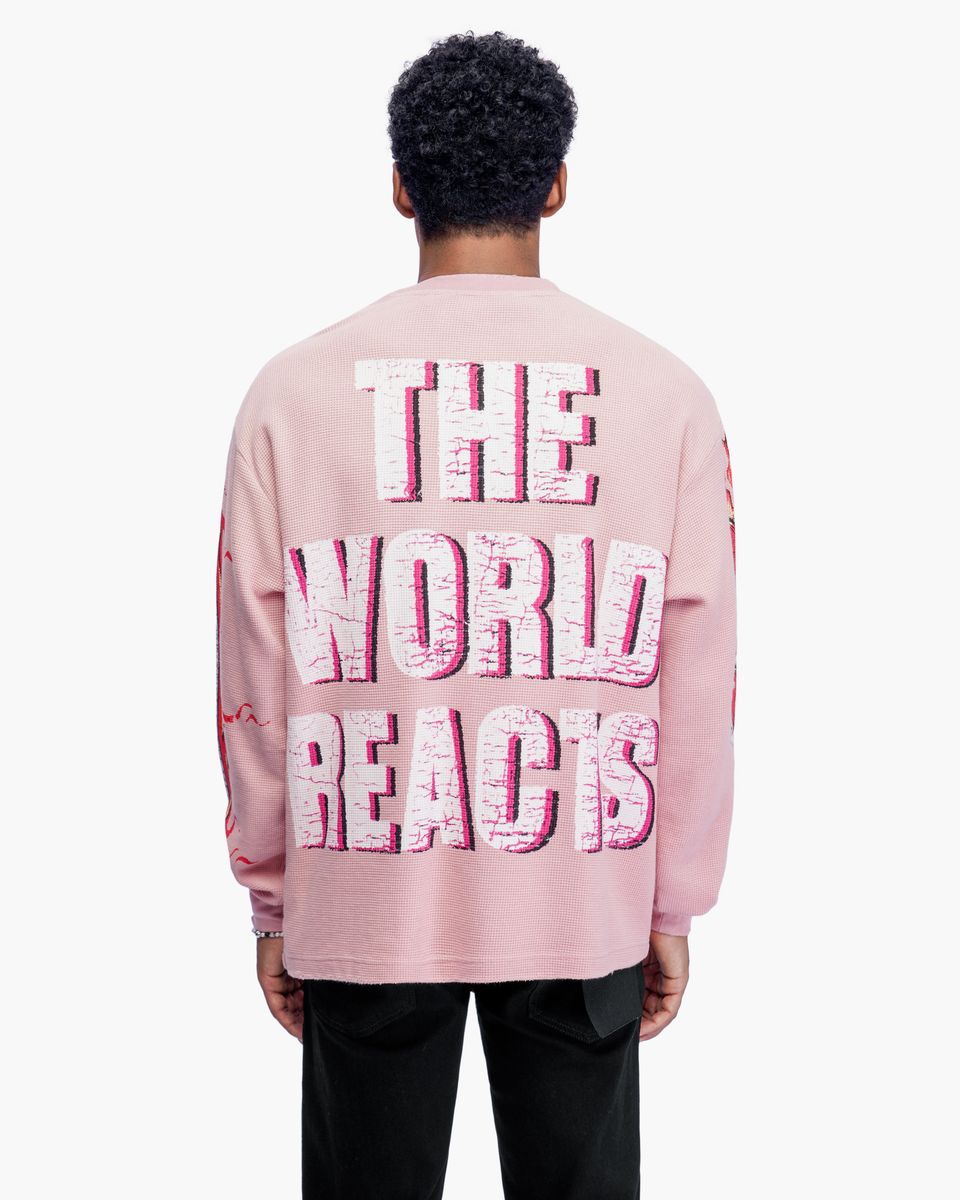 Risky Pink Long Thermal Crewneck