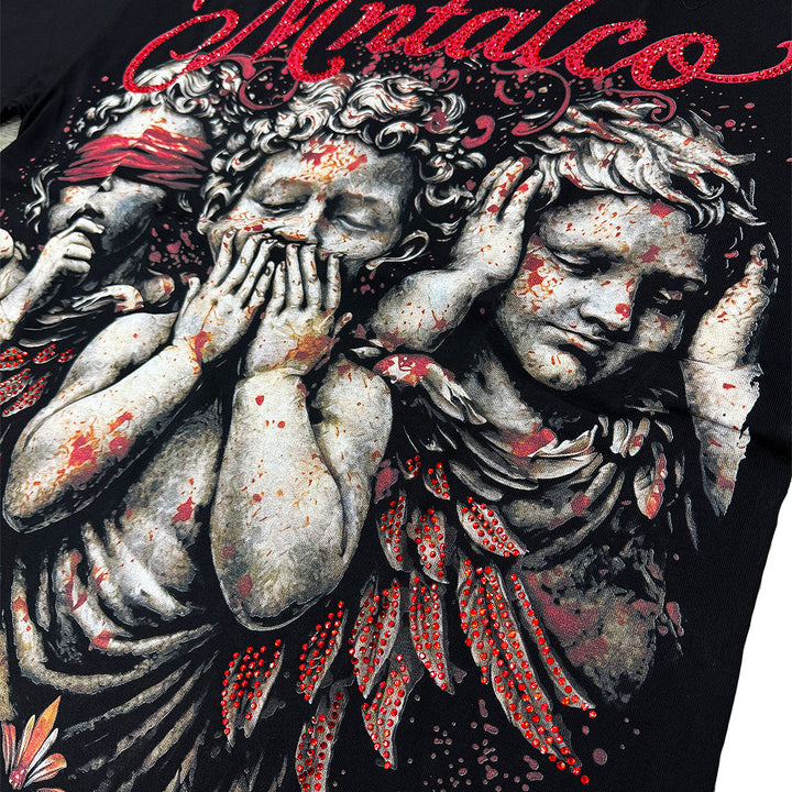 MNTAL Senses Angel  Rhinestone Tee (Black)
