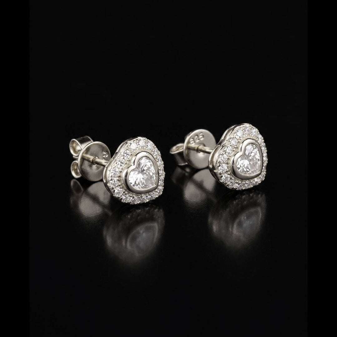 Heart Pave Moissanite Earrings
