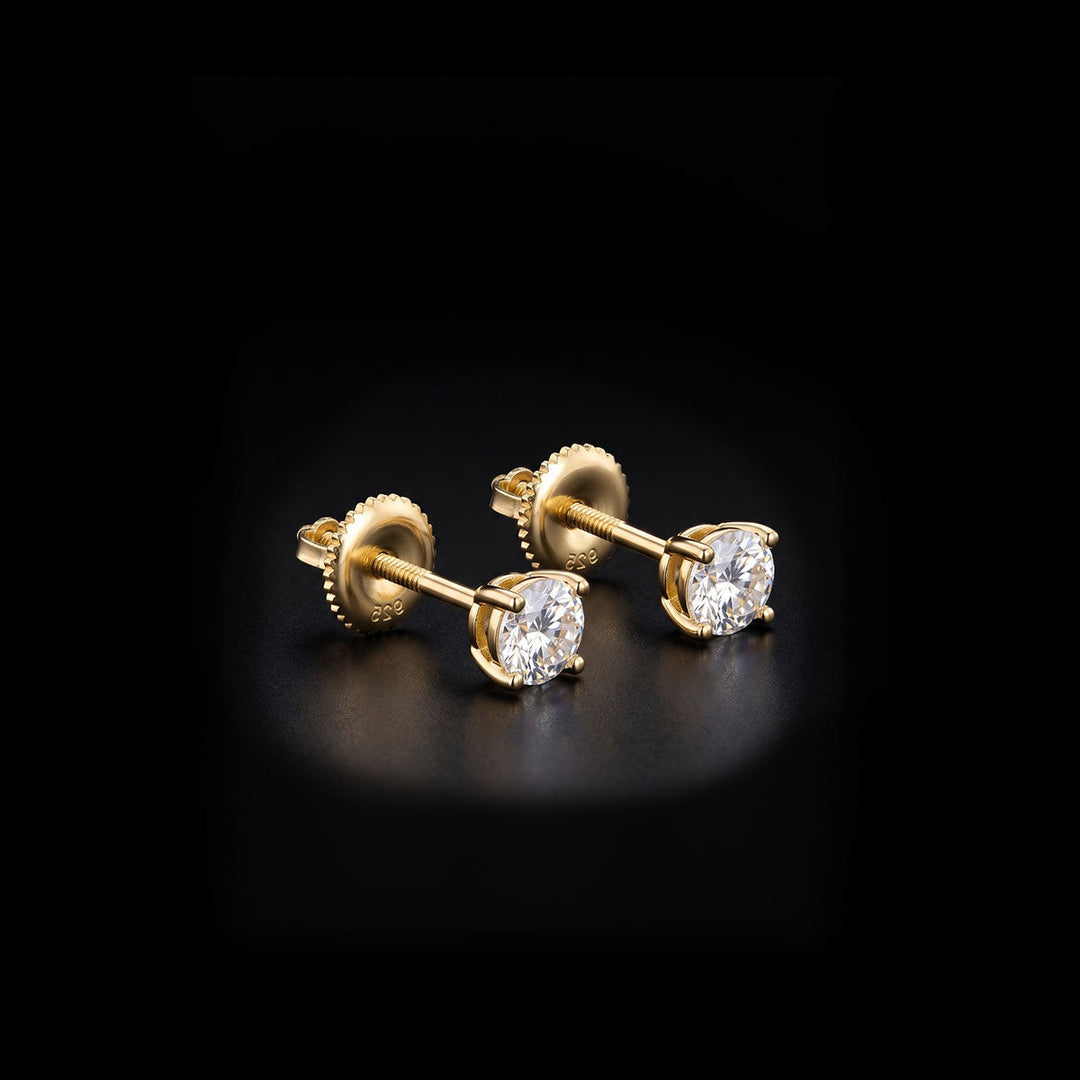 Gold Plated Med Solace Moissanite Earrings