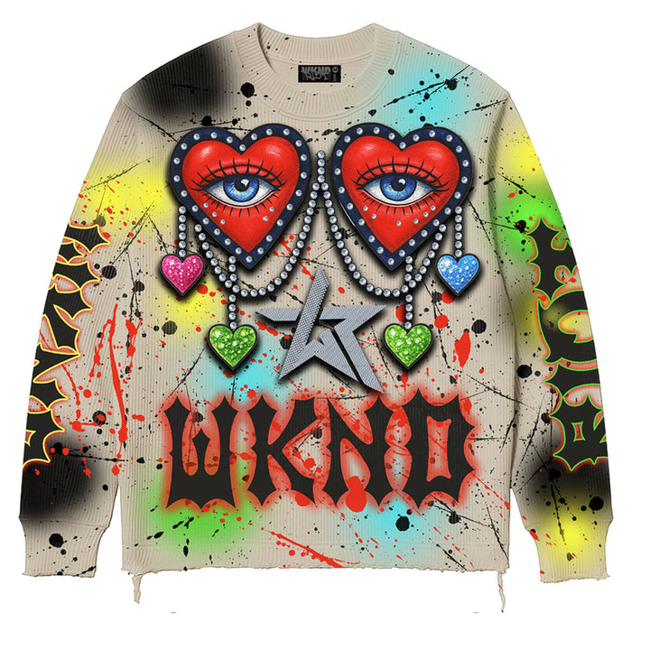 All Eyes on Me Rhinestone Knit Sweater (Cream)