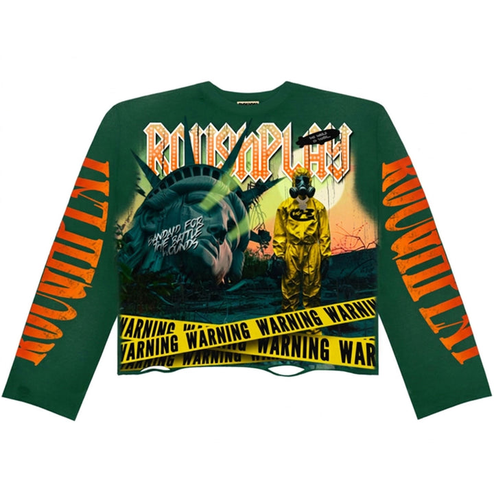 Warning Long Sleeve Tee (Green)
