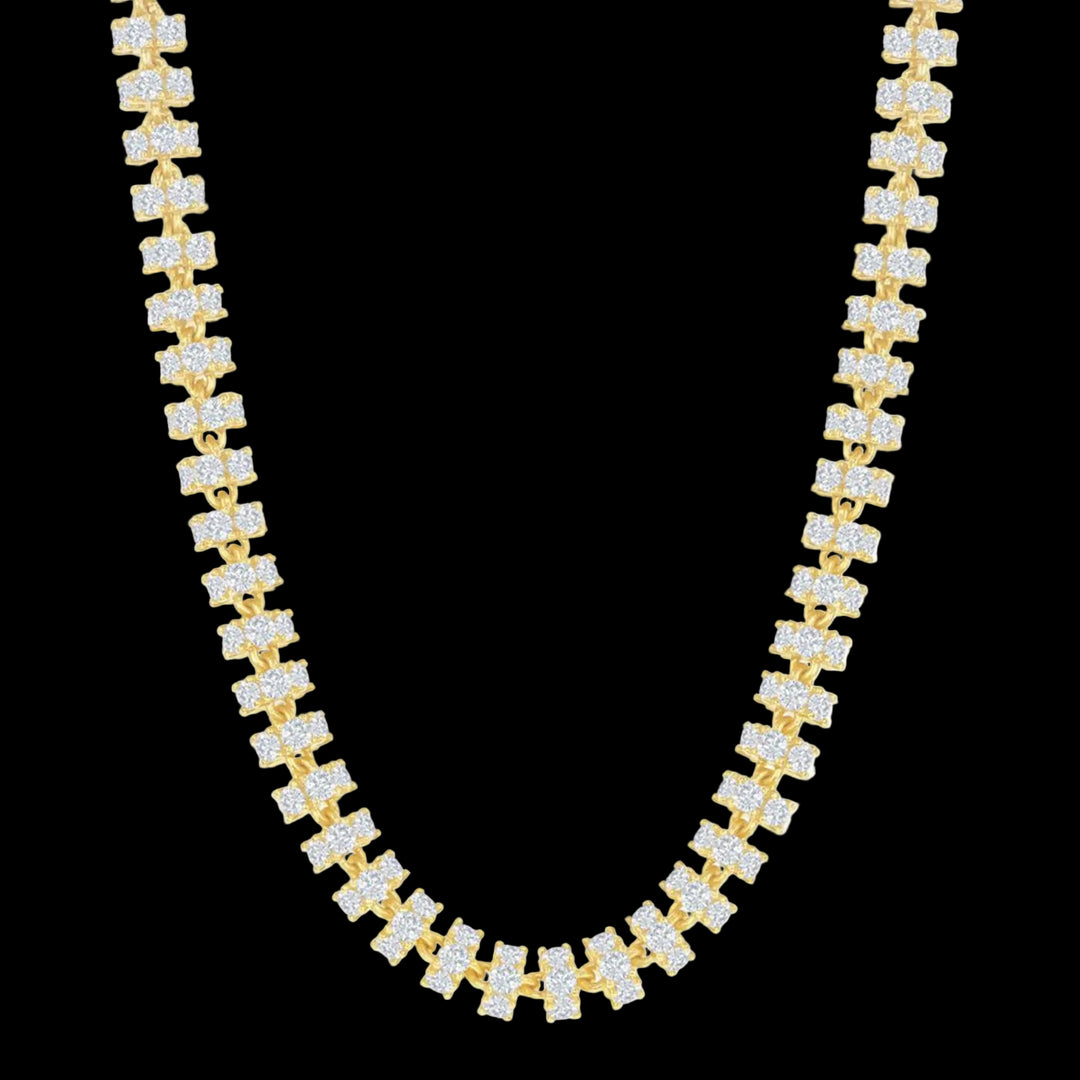 Sterling Silver 6mm Barrel CZ Chain - Gold Plated | USW 