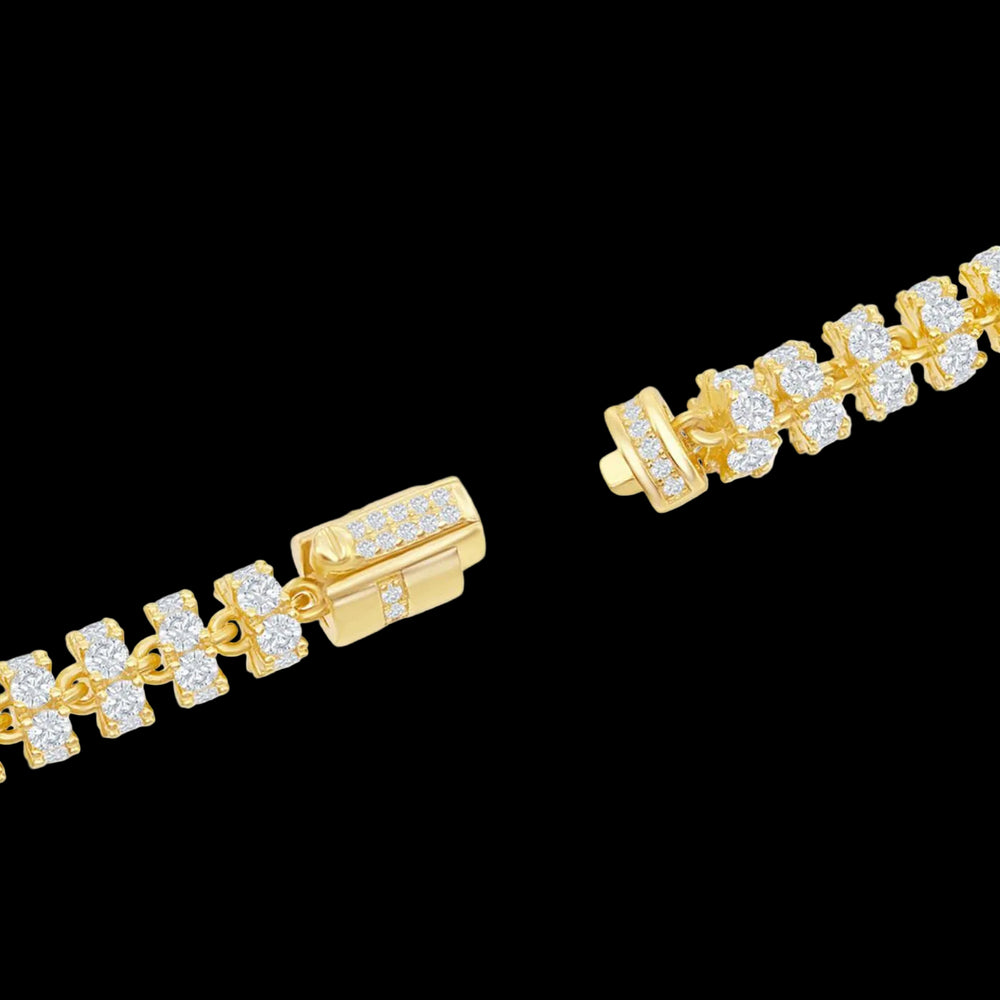 Sterling Silver 6mm Barrel CZ Chain - Gold Plated Detail | USW