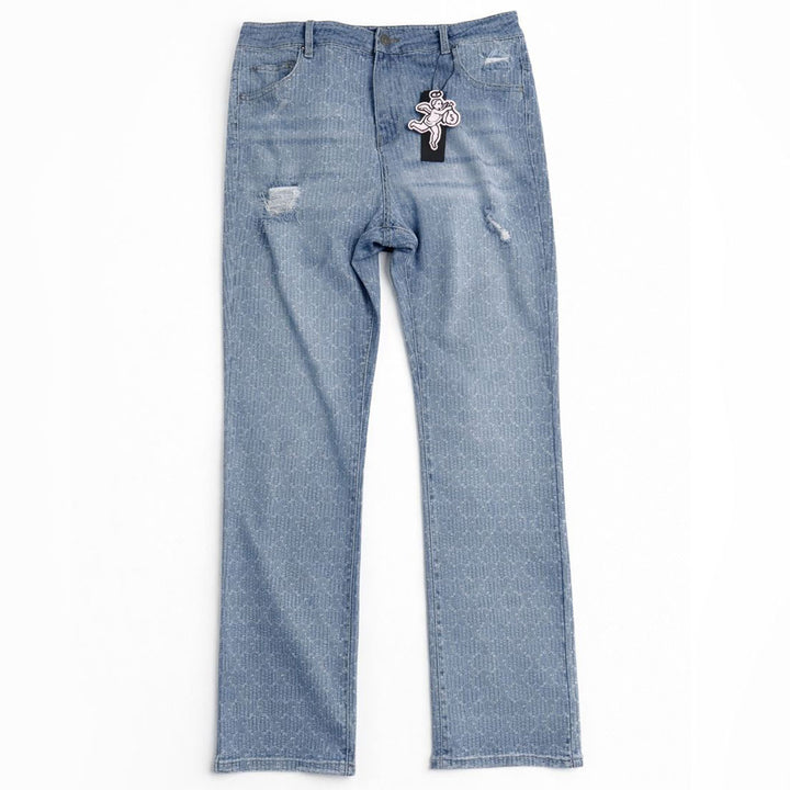 Ski Pattern Straight Denim (Light Wash)
