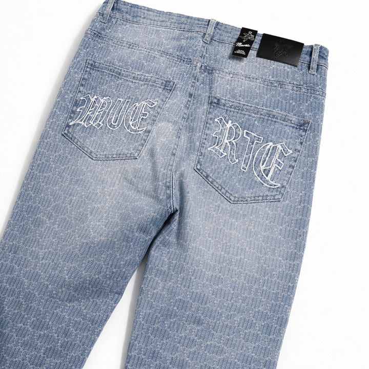 Ski Pattern Straight Denim (Light Wash)