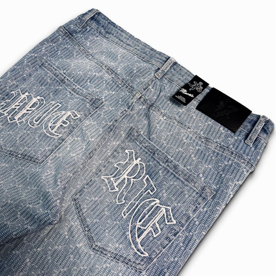 Ski Pattern Straight Denim (Light Wash)