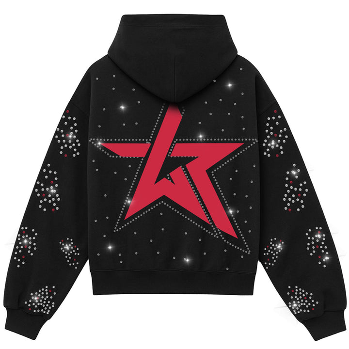 10AK Zip Up Rhinestone Hoodie (Black)