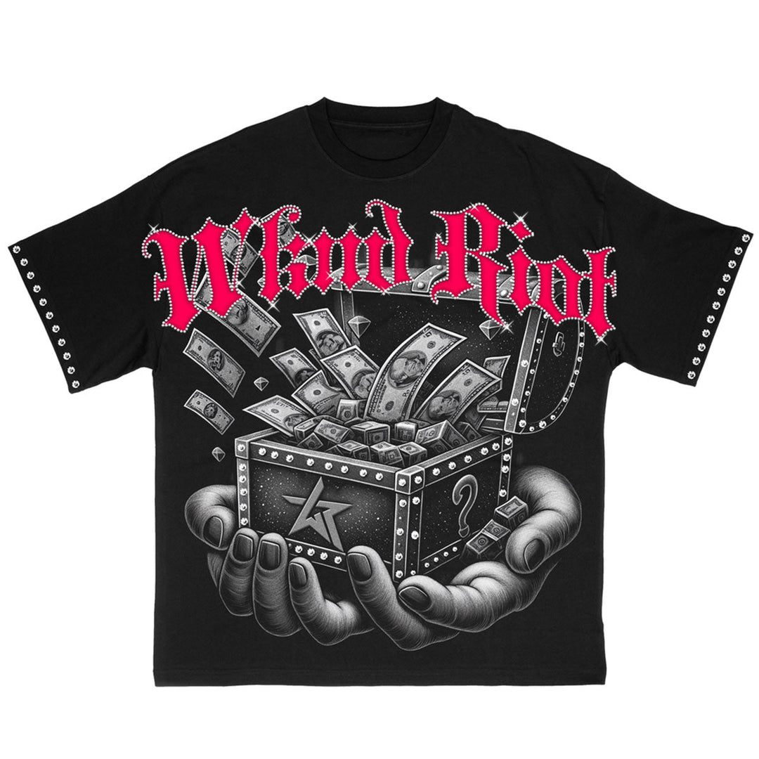Money Treasure Rhinestone Tee (Black)